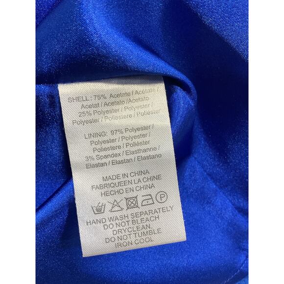 Sau Lee 'Preston' Blue One Shoulder Satin Dress Size 2 - Picture 4 of 5